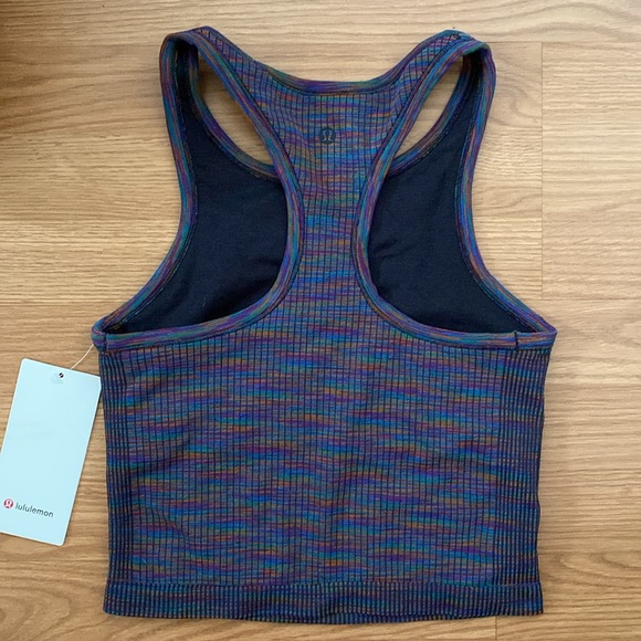 ❤️ Lululemon Ebb to Street Racerback Crop Tank Top Rainbow Multi NWT Size 6 - Picture 2 of 11